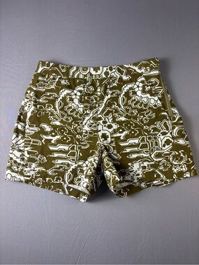 Rachel Comey Kahki Floral Print Shorts 100% Cotton with Size Zipper Size 2 NWOT